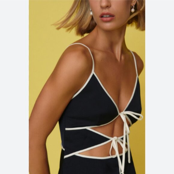 Brand New MISHA Ramira V-Neck Cutout Midi Dress - Picture 3 of 12